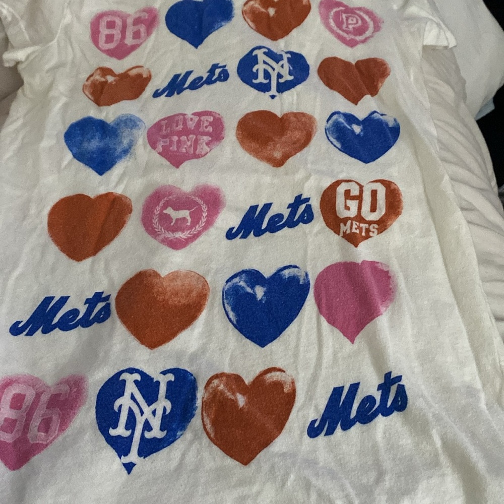 PINK MLB NY Mets Women’s Size XS Short Sleeve T-Shirt White-Blue-Pink-Red - Picture 11 of 11